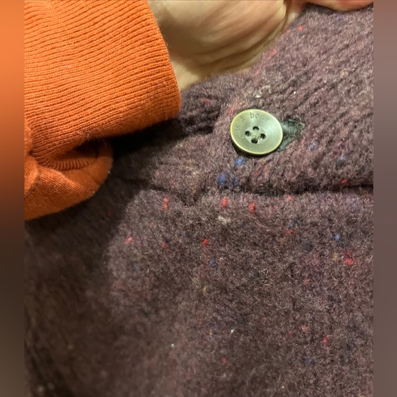 Rag And Bone Sweater Button Soft Wool Oversized Knit Burgundy Maroon Xl - Picture 3 of 5